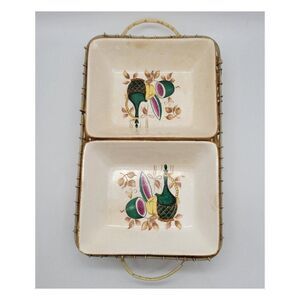 Midcentury Japanese Serving Ware and Woven Basket